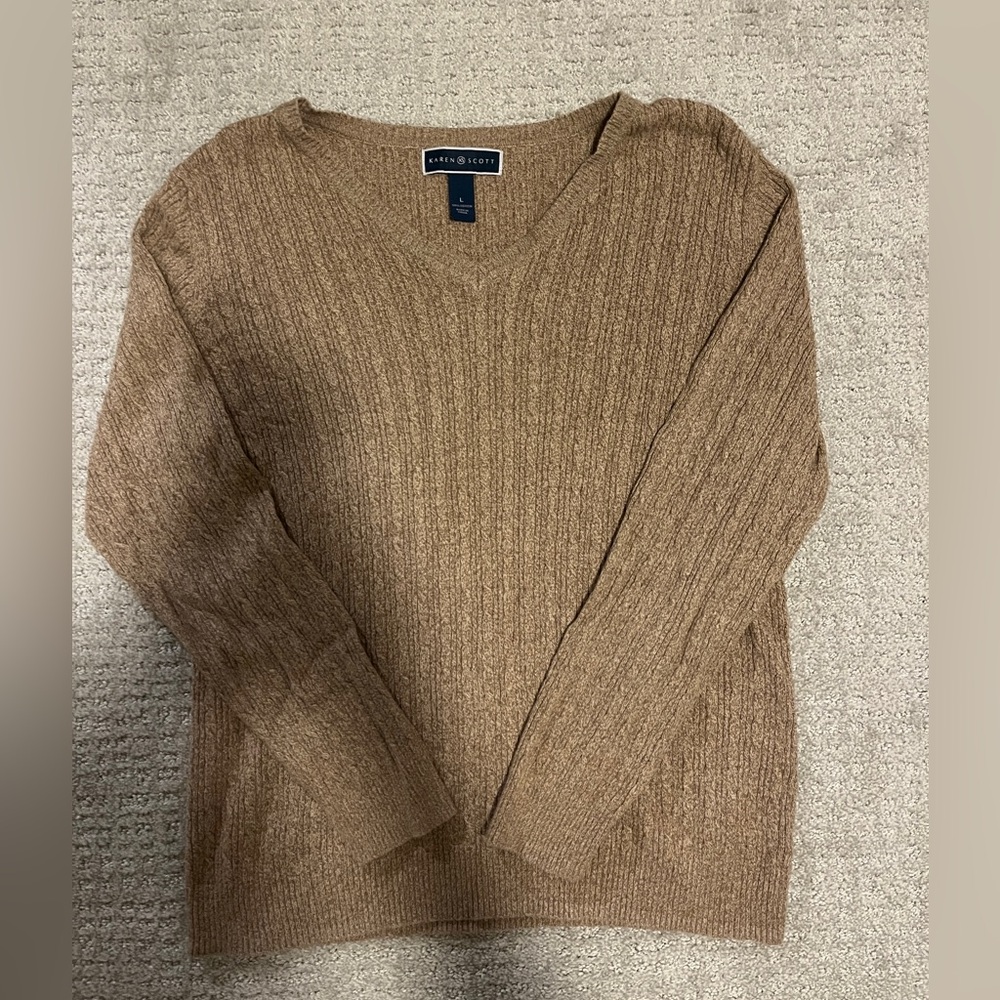 Basic Brown V-Neck Sweater